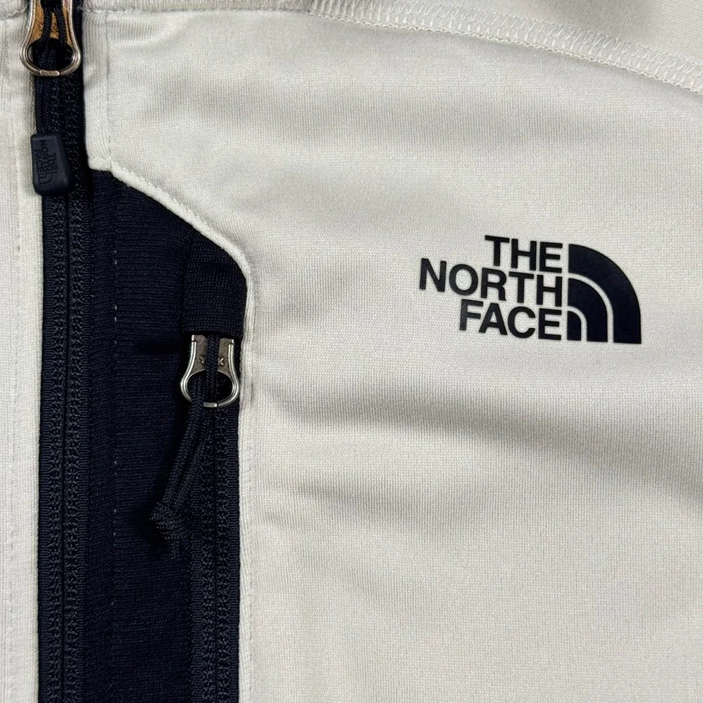 The North Face Mens Full Zip Track Jacket White/Black Color block Large